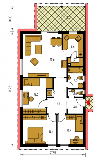Grundriss des Erdgeschosses - BUNGALOW 139